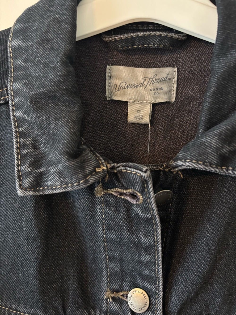 New Universal Thread Dark Indigo Denim Jacket with Contrast Stitching - Picture 5 of 5